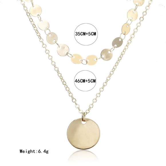 Double Layer Pendant Choker Necklace - Picture 2 of 2